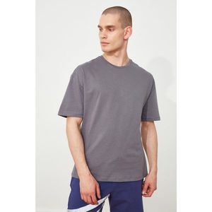 Trendyol Anthracite Men's Wide Fit Short Sleeve Printed T-Shirt vyobraziť