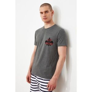 Trendyol Anthracite Men's Slim Fit Crew Neck Short Sleeve Printed T-Shirt vyobraziť