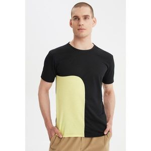 Trendyol Black Men's Regular Fit Crew Neck Color-Blocked T-Shirt vyobraziť