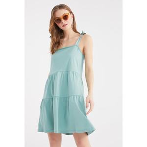 Trendyol Mint Tie Detailed A-Line Knitted Dress vyobraziť