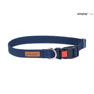 Amiplay Cotton Adjustable Collar With Lock Navy Blue vyobraziť