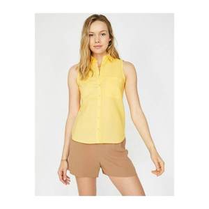 Koton Women Yellow Classic Collar Pocket Detailed Shirt vyobraziť