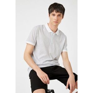 Koton Men's White Patterned Polo Neck T-Shirt vyobraziť