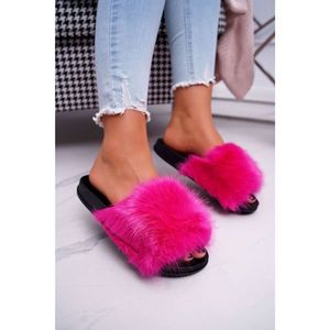 Women's Slides With Fur Fuchsia NiceFur vyobraziť