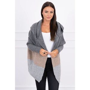 Three-color hooded sweater graphite+beige+gray vyobraziť