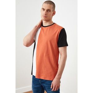 Trendyol Cinnamon Men's Regular Fit Short Sleeve Color Block T-Shirt vyobraziť