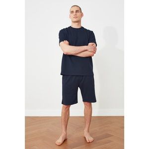 Trendyol Navy Blue Pique Pajamas Set vyobraziť