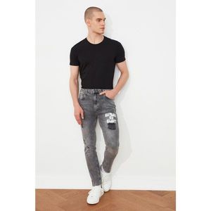 Trendyol Anthracite Men Ripped Detailed Printed Normal Waist Slim Fit Jeans vyobraziť