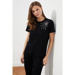 Trendyol Black Printed Knitted T-Shirt vyobraziť