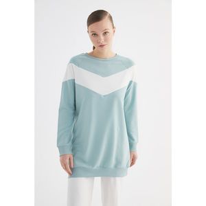 Trendyol Mint Crew Neck Paneled Knitted Sweatshirt vyobraziť