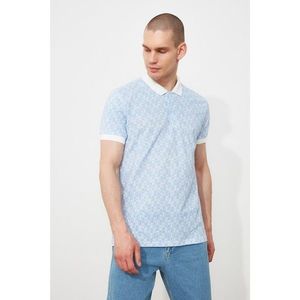 Trendyol Blue Men's Regular Fit Short Sleeve Printed Polo Neck T-shirt vyobraziť