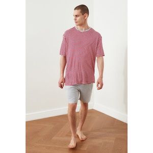 Trendyol Red Striped Knitted Pajamas Set vyobraziť