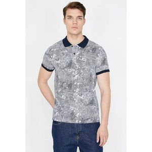 Koton Men's Blue Polo Neck Short Sleeve Patterned T-Shirt vyobraziť