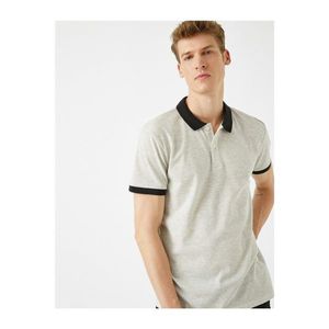 Koton Men's Gray Polo Neck Cotton Short Sleeve T-Shirt vyobraziť