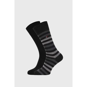 2 PACK čiernych ponožiek Tommy Hilfiger Duo Stripe vyobraziť