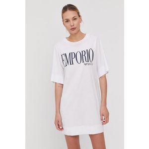 Šaty Emporio Armani Underwear biela farba, mini, rovné vyobraziť