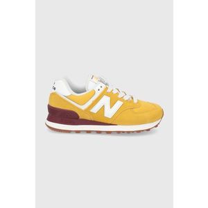Topánky New Balance WL574VE2 žltá farba, na plochom podpätku vyobraziť