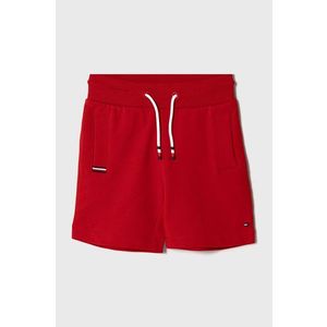 Detské krátke nohavice Tommy Hilfiger červená farba, nastaviteľný pás vyobraziť