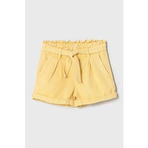 Detské krátke nohavice Name it žltá farba, jednofarebné, nastaviteľný pás vyobraziť