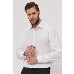 Bavlnená košeľa Calvin Klein pánska, biela farba, regular, s talianskym golierom vyobraziť