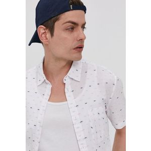 Bavlnená košeľa Tommy Jeans pánska, biela farba, regular, s klasickým golierom vyobraziť