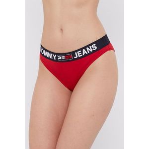 Nohavičky Tommy Jeans červená farba vyobraziť
