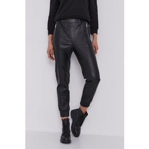Nohavice Karl Lagerfeld dámske, čierna farba, jogger, vysoký pás vyobraziť