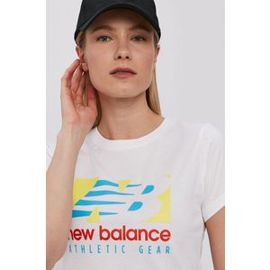 Tričko New Balance WT11507WT dámske, biela farba vyobraziť