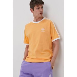 Tričko adidas Originals pánske, oranžová farba, s nášivkou vyobraziť