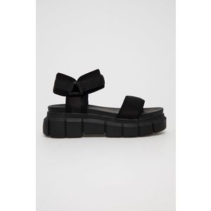 Sandále Truffle Collection dámske, čierna farba, na platforme vyobraziť