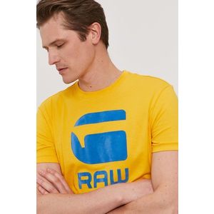 Tričko G-Star Raw pánske, žltá farba, s potlačou vyobraziť