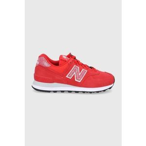 Topánky New Balance WL574AR2 červená farba, na plochom podpätku vyobraziť