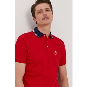 Polo tričko Polo Ralph Lauren pánske, červená farba, jednofarebné vyobraziť