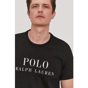 Tričko Polo Ralph Lauren pánske, čierna farba, s potlačou vyobraziť