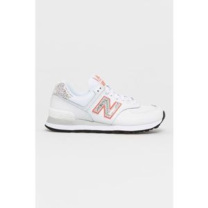Topánky New Balance WL574AP2 biela farba, na plochom podpätku vyobraziť