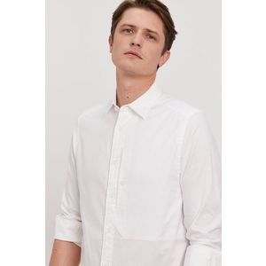 Bavlnená košeľa G-Star Raw pánska, biela farba, regular, s talianskym golierom vyobraziť