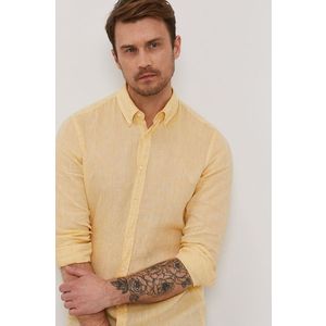 Košeľa Strellson pánska, žltá farba, regular, s golierom button-down vyobraziť