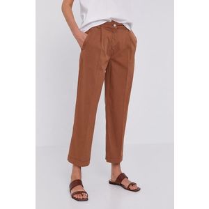 Nohavice MAX&Co. dámske, hnedá farba, rovné, vysoký pás vyobraziť
