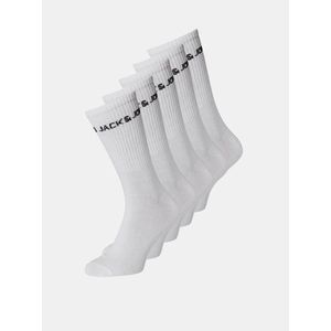 Sada piatich párov bielych ponožiek Jack & Jones vyobraziť