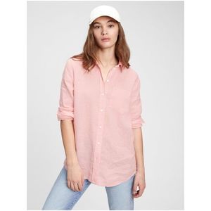 Košeľa linen boyfriend shirt Ružová vyobraziť