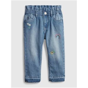 Detské džínsy mom rufl- med emb Modrá vyobraziť
