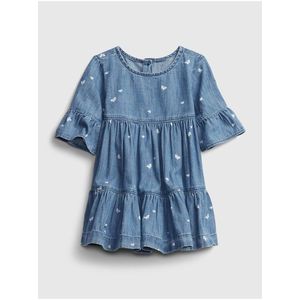 Baby šaty butterfly denim dress Modrá vyobraziť