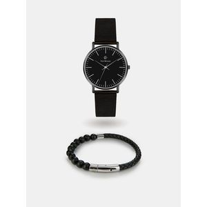 Sada pánskych hodiniek a náramku v čierne barve Paul McNeal vyobraziť