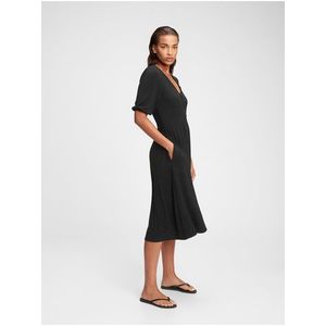 Šaty three-quarter sleeve midi dress Čierna vyobraziť