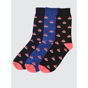 Sada troch párov vzorovaných ponožiek v modrej a čiernej farbe Trendyol vyobraziť