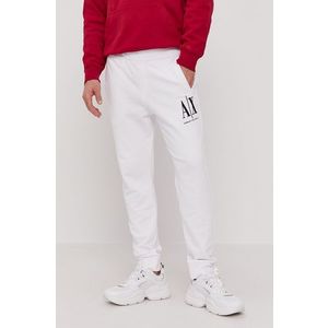 Nohavice Armani Exchange pánske, biela farba, jednofarebné vyobraziť