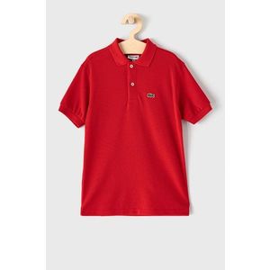 Detské polo tričko Lacoste červená farba, s nášivkou vyobraziť