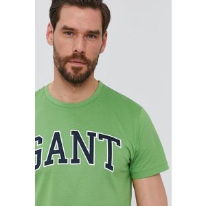 Tričko Gant pánske, zelená farba, s potlačou vyobraziť