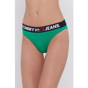 Nohavičky Tommy Jeans zelená farba vyobraziť