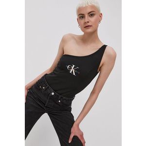 Top Calvin Klein Jeans dámsky, čierna farba, odhalené ramená vyobraziť